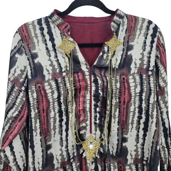 Unisex Top Long Sleeve Split Mandarin Nehru Prime Minister High Priestess S - Picture 7 of 12